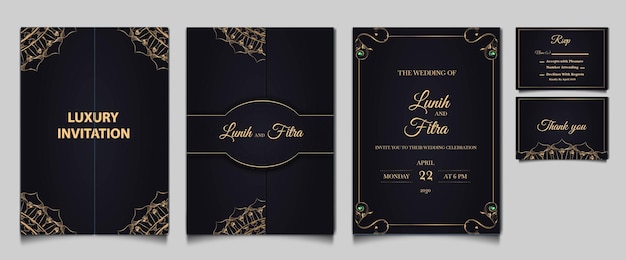 Premium Vector | Set collection luxury wedding invitation card