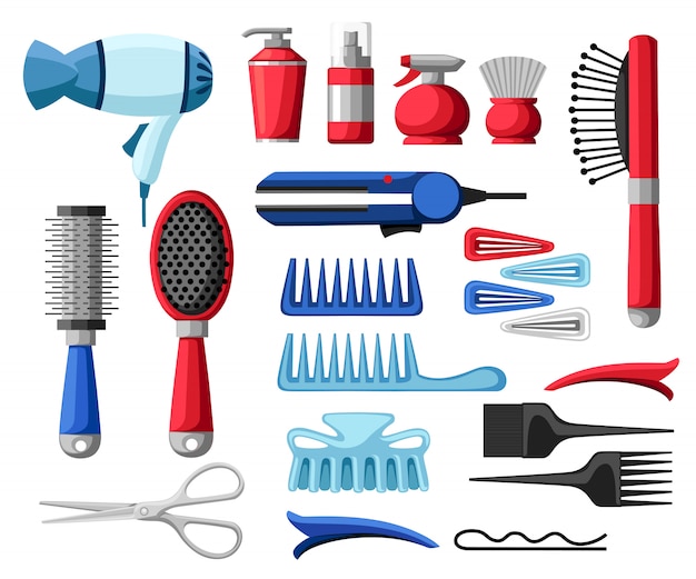 Premium Vector Set Collection Of Professional Hairdresser And Barber Equipment Tools