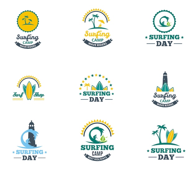 Premium Vector | Set collection surfing logo