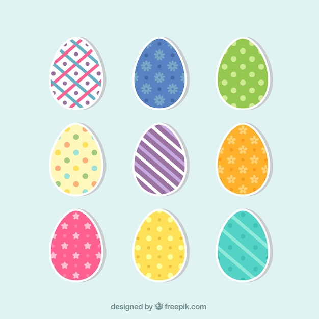 Free Vector | Set of colored easter egg stickers