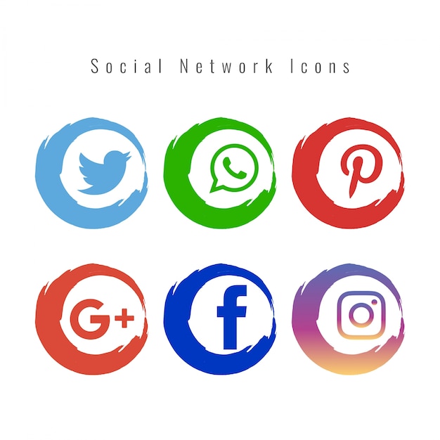 Set Of Colored Social Media Icons Free Vector