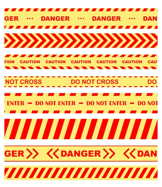 Premium Vector Set Of Colored Warning Danger And Chevron Ribbons Or