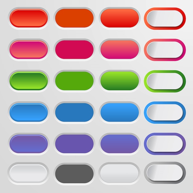 Set of colored web buttons. colorful collection Premium Vector