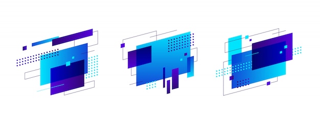 Set of colorful abstract figures banner Free Vector