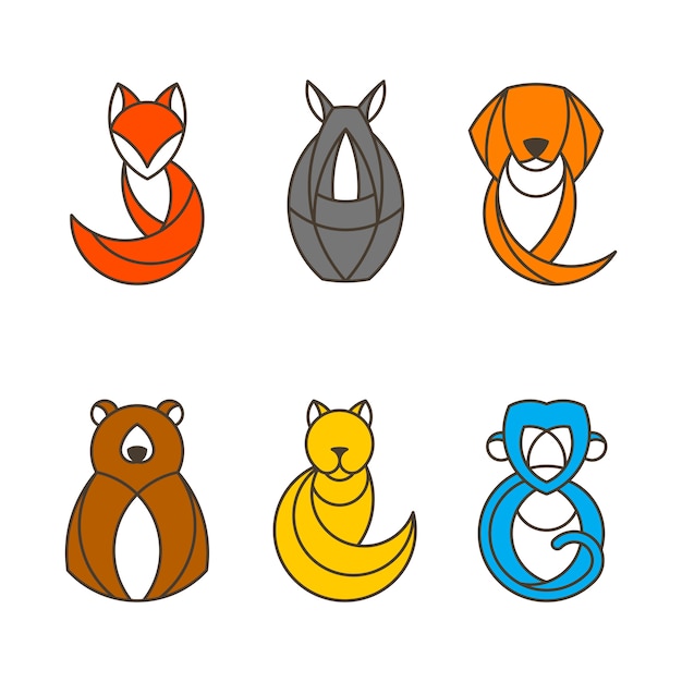 Download Free Vector | Set of colorful animal vectors