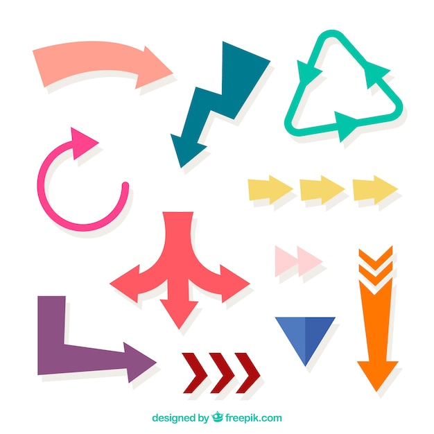 Free Vector | Set of colorful arrows to mark in flat style