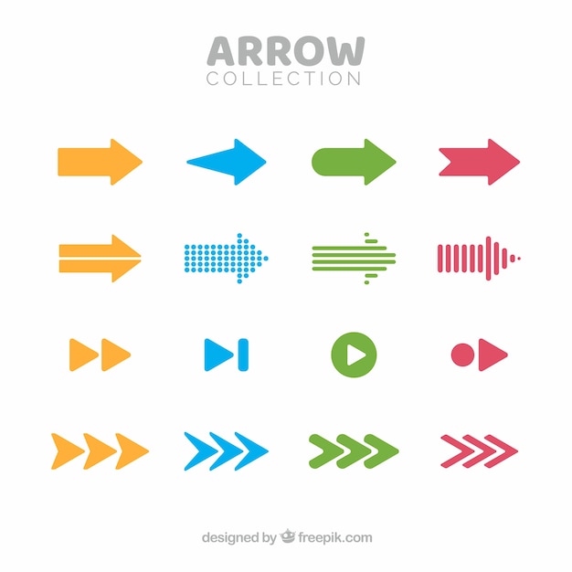 Set of colorful arrows to mark in flat style | Free Vector