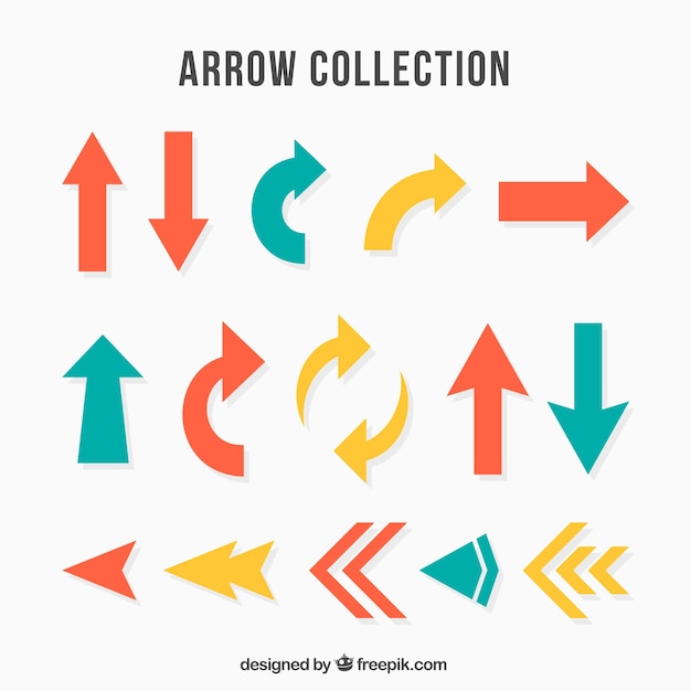 Set of colorful arrows to mark in flat style | Free Vector