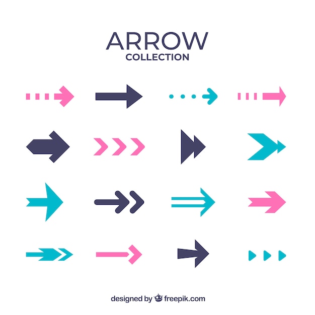 Free Vector | Set of colorful arrows to mark in flat style