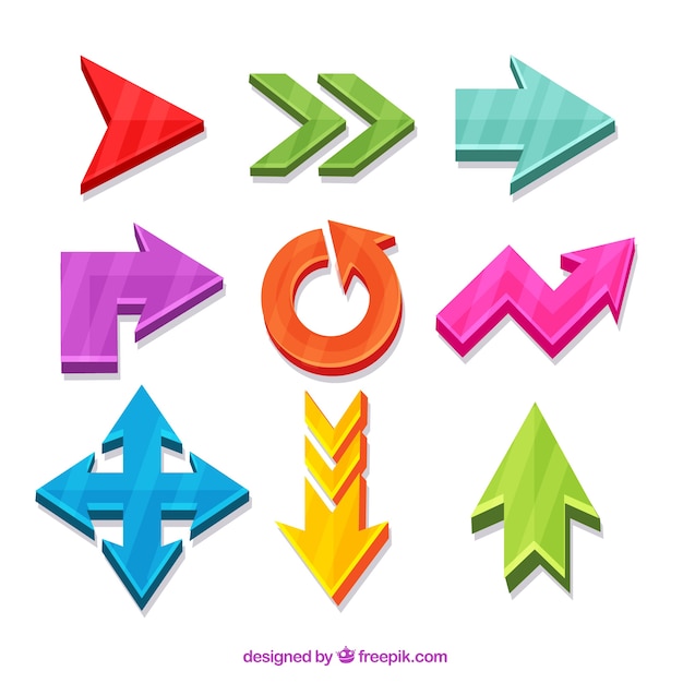 Free Vector | Set of colorful arrows to mark in flat style