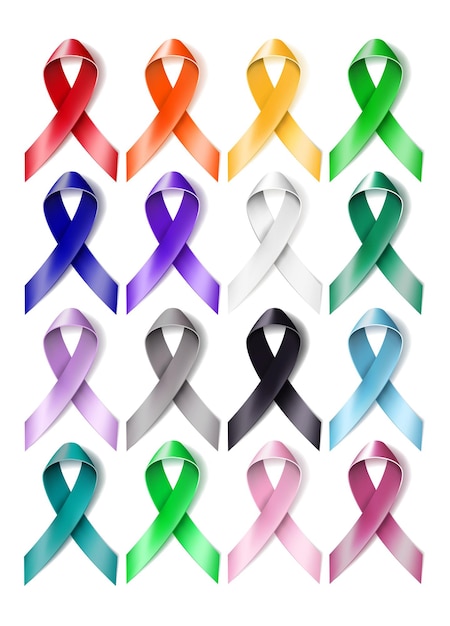 Premium Vector | Set of colorful awareness ribbons isolated on white ...