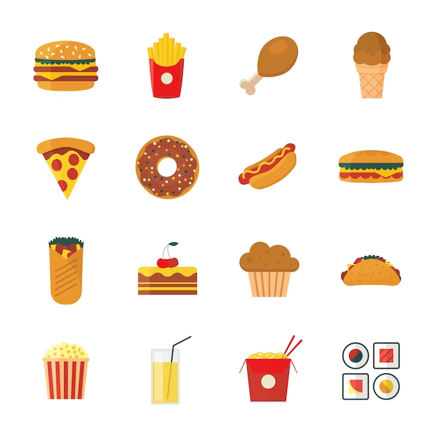 Download Free Set Of Colorful Flat Cartoon Design Fast Food Icons Set Premium Use our free logo maker to create a logo and build your brand. Put your logo on business cards, promotional products, or your website for brand visibility.