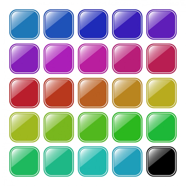 Premium Vector | Set of colorful glass buttons.