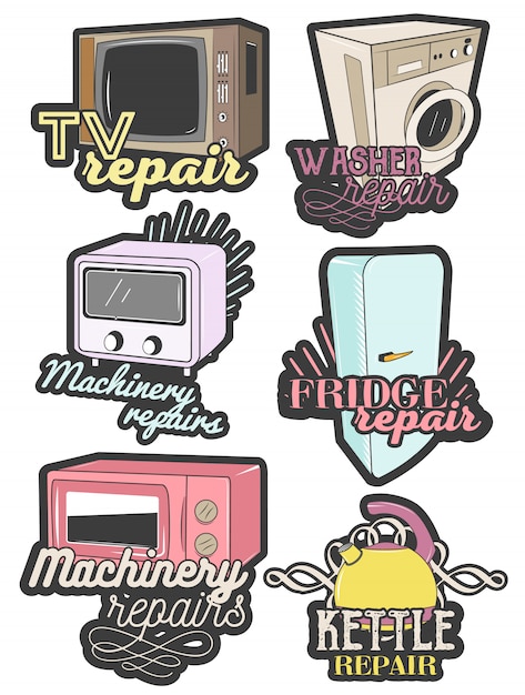 Download Free Set Of Colorful Home Appliance Repair Emblems Premium Vector Use our free logo maker to create a logo and build your brand. Put your logo on business cards, promotional products, or your website for brand visibility.