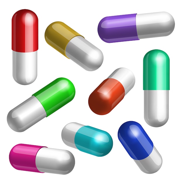 Premium Vector | Set of colorful medical capsules in different ...