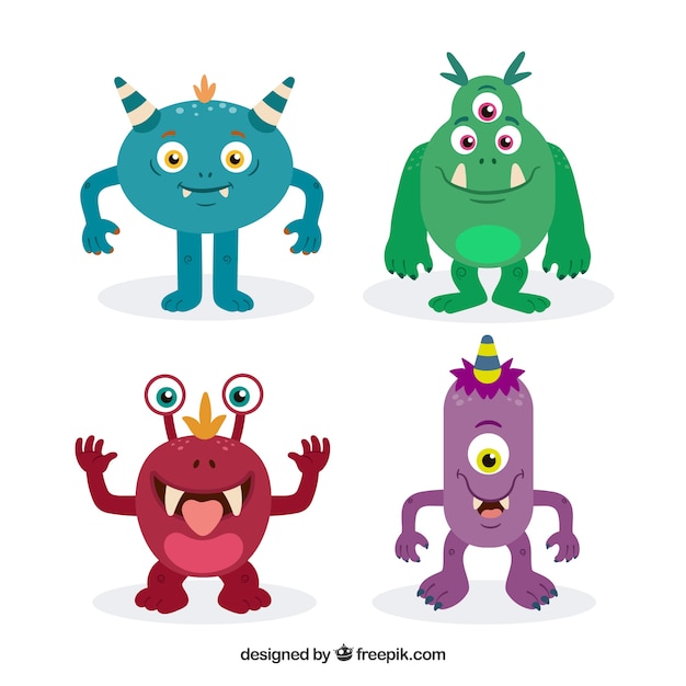Set of colorful monsters | Free Vector