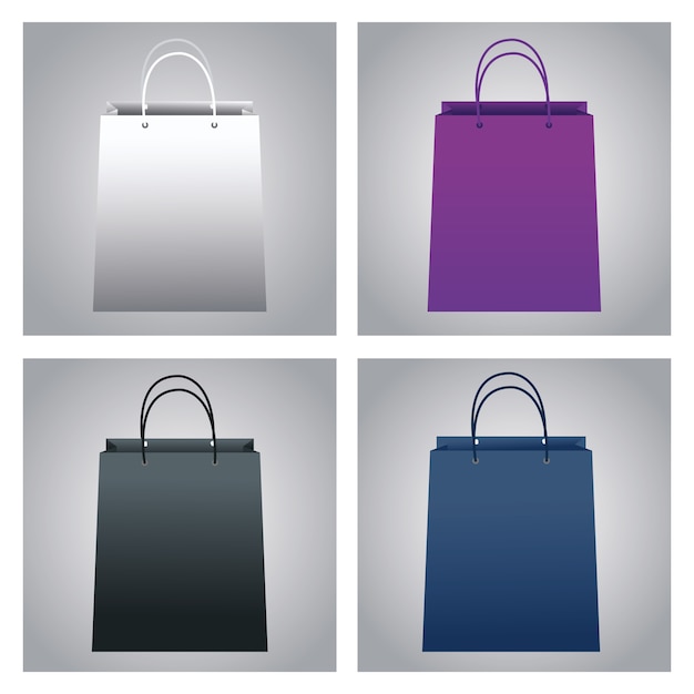 Download Premium Vector | Set colors shopping bags paper mockup ...