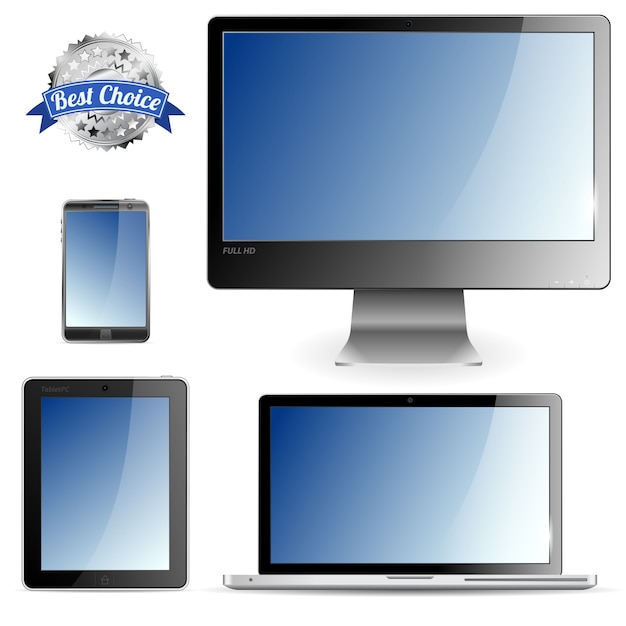 Set computer devices Premium Vector