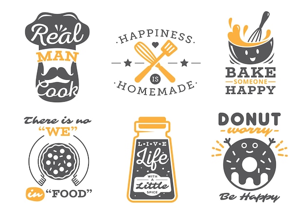 Premium Vector Set Of Cooking Quotes Label Typography And Lettering