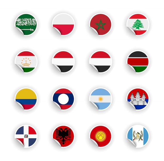 Download Premium Vector | Set of country flag in stickers