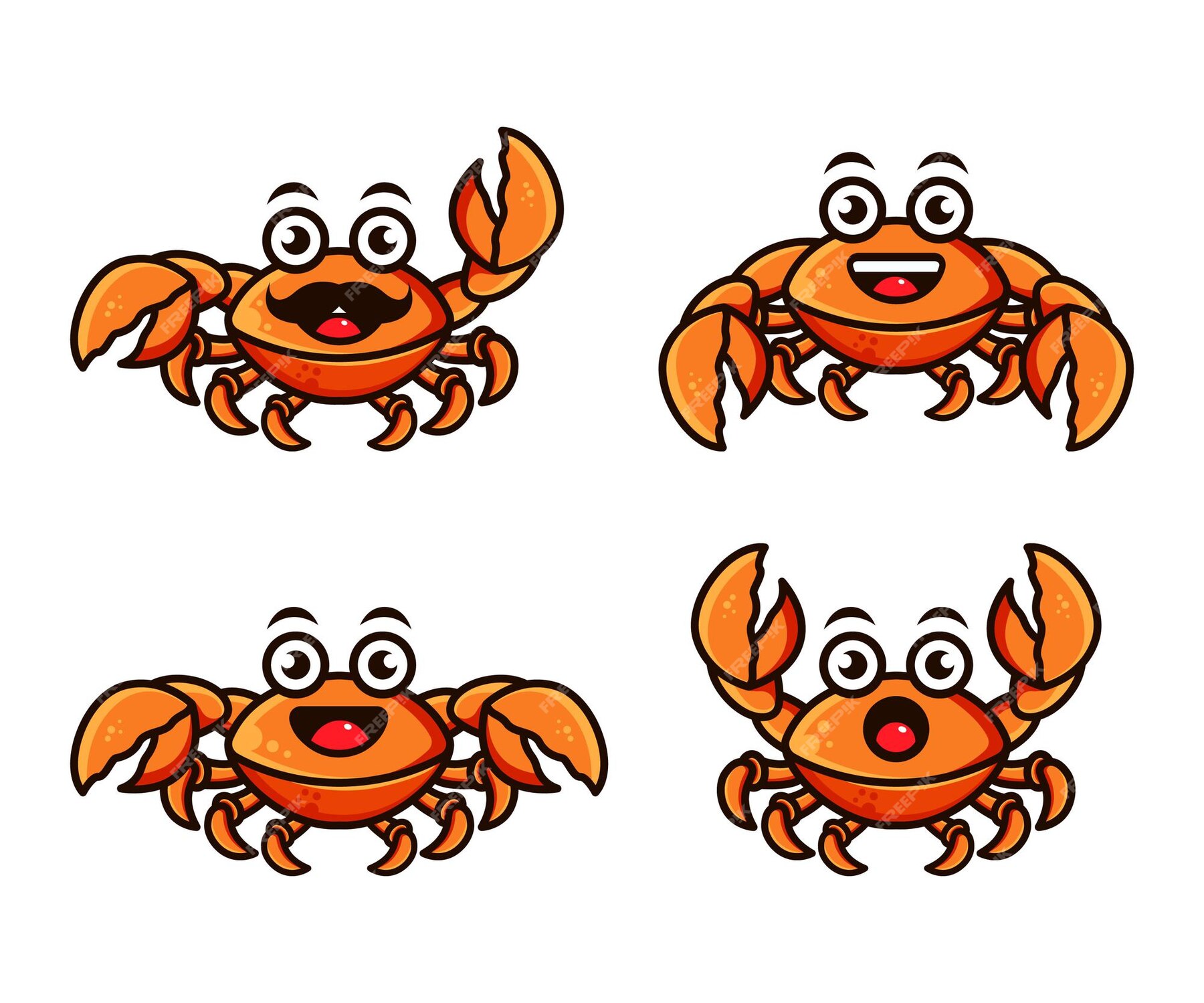 Premium Vector | Set of crab character logo design template