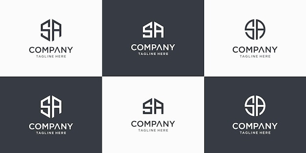 Premium Vector Set Of Creative Abstract Monogram Letter Sa Logo Design Template