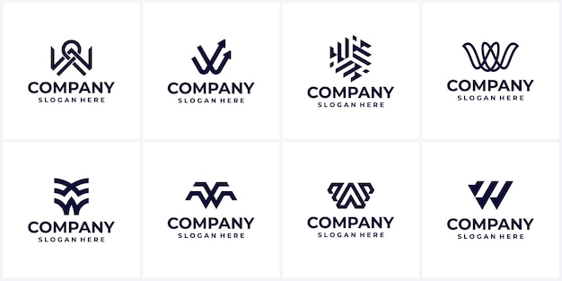 Premium Vector Set Of Creative Company Logo Design Ideas Letter W Monogram