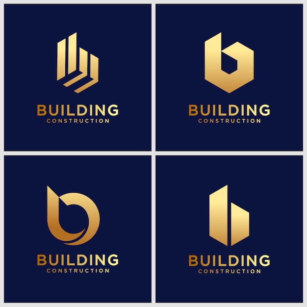 Set of creative letter b logo design template. icons for business  of luxury, elegant, simple. Premi