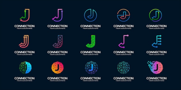 Premium Vector Set Of Creative Letter J Modern Digital Technology Logo Design