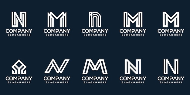 Premium Vector | Set of creative letter n m logo design collection