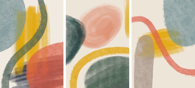 Premium Vector Set Of Creative Minimalist Hand Painted Abstract Arts Background