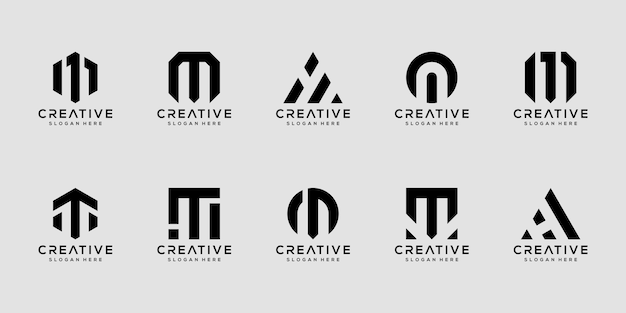 Premium Vector | Set of creative monogram letter m logo design template