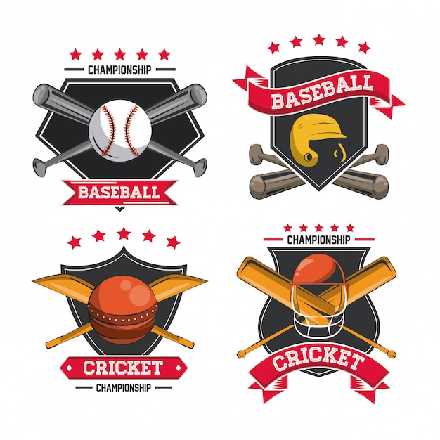 Download Free Set Of Cricket And Baseball Emblems Collection Premium Vector Use our free logo maker to create a logo and build your brand. Put your logo on business cards, promotional products, or your website for brand visibility.