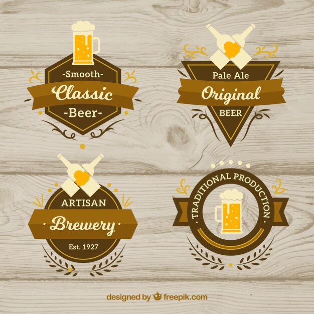Download Free Vector | Set of customizable vintage beer labels