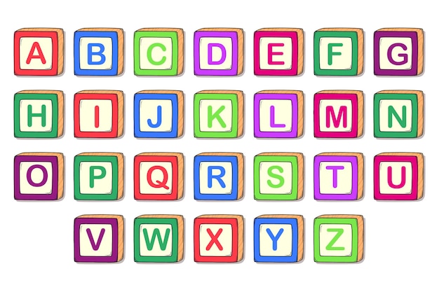 Premium Vector | Set of cute alphabet blocks