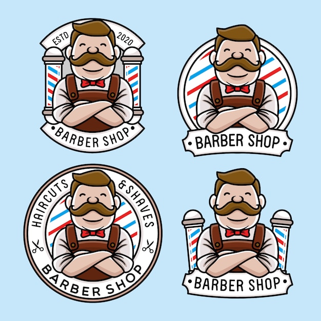 Download Free Set Of Cute Barber Shop Logo Template Premium Vector Use our free logo maker to create a logo and build your brand. Put your logo on business cards, promotional products, or your website for brand visibility.