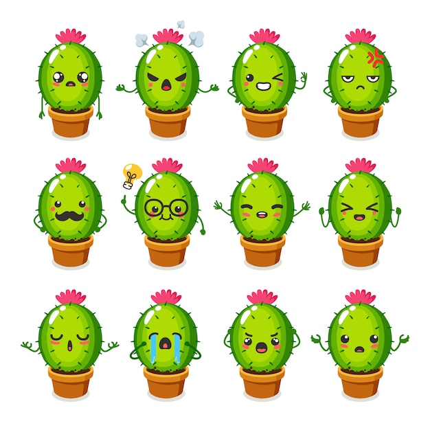 Download Set of cute cactus character use for illustration or ...