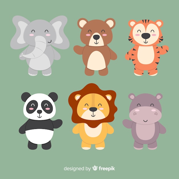 Premium Vector | Set of cute cartoon animals