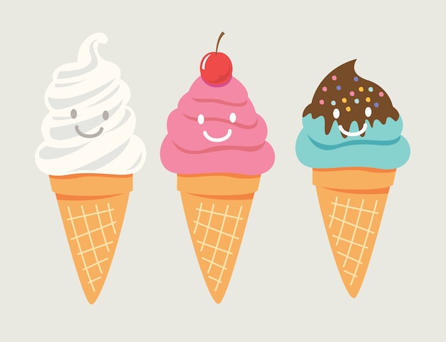 Premium Vector Set Of Cute Cartoon Ice Cream