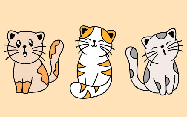 Premium Vector | Set of cute cats kitty cartoon animal pet character ...