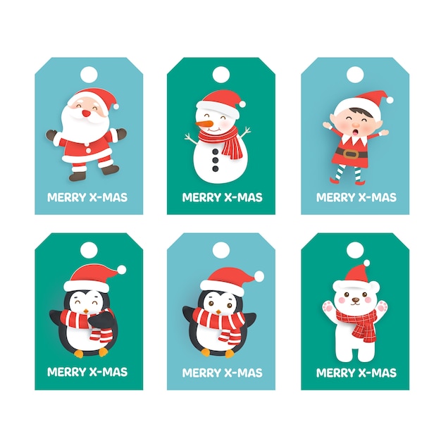 Premium Vector | Set of cute chistmas tags.