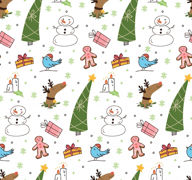 Premium Vector | Set of cute christmas doodle background