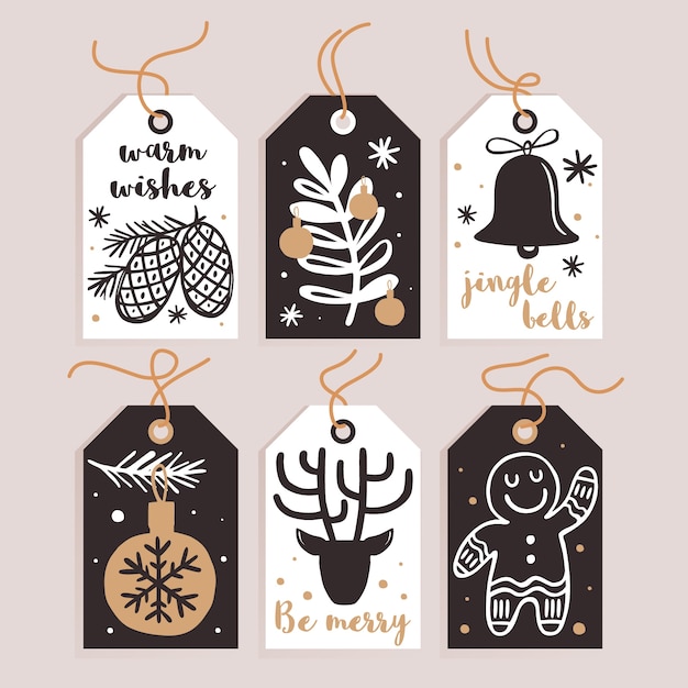 Download Set of cute christmas gift tags and cards | Premium Vector