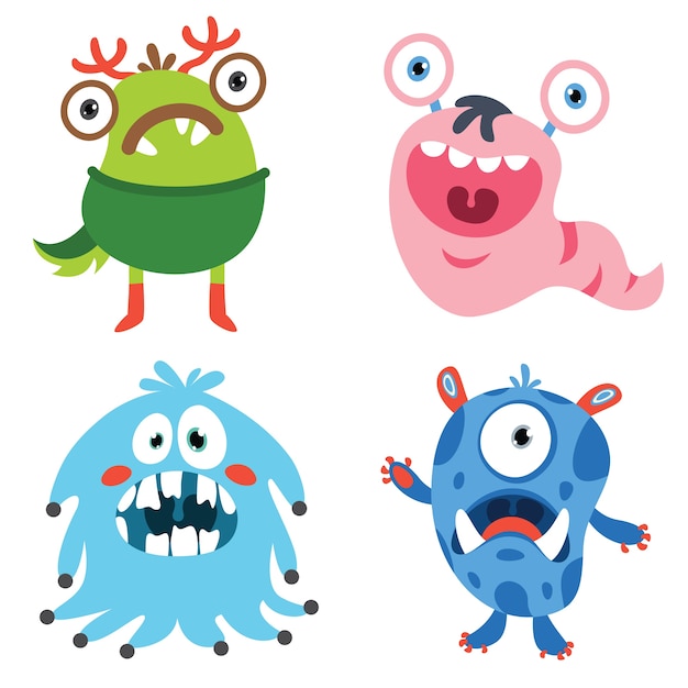 Premium Vector | Set of cute colorful monsters