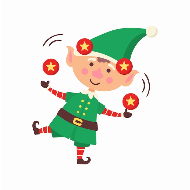 Premium Vector Set Cute Elf Characters New Year Christmas Xmas Little Green Elves Fantasy 6339