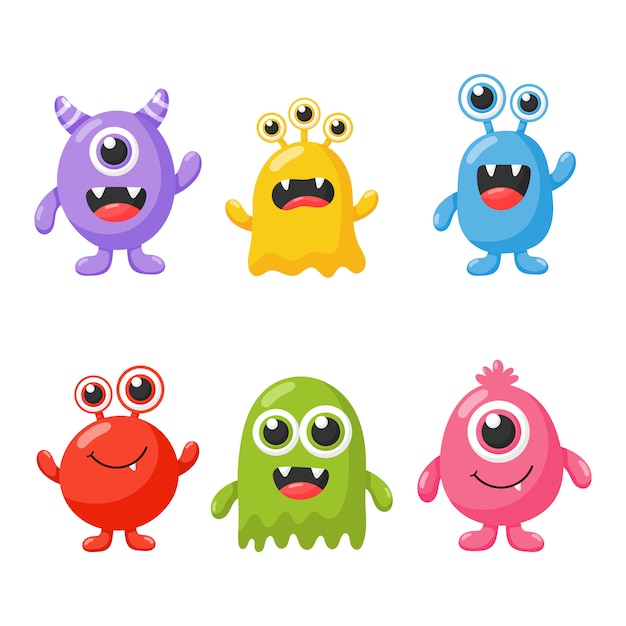 Premium Vector | Set of cute funny monster cartoon isolated on white ...
