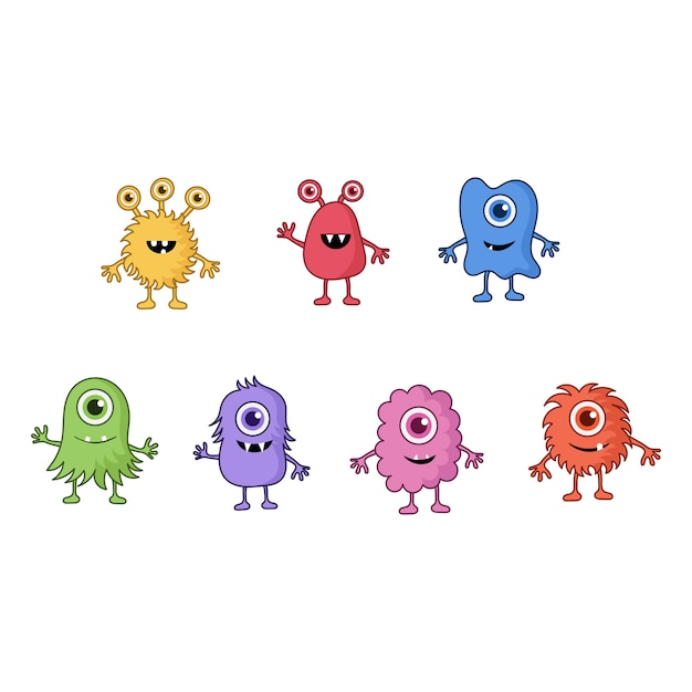 Premium Vector | Set of cute funny monster cartoon isolated