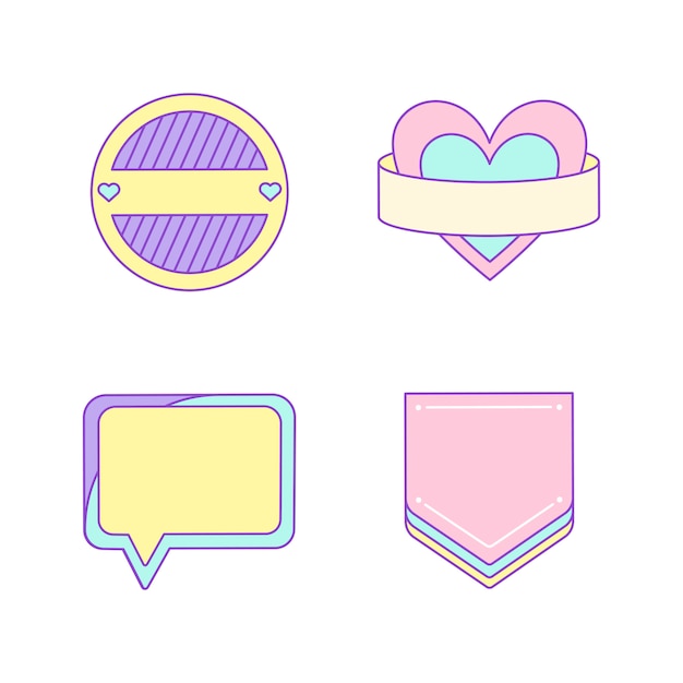Download Set of cute and girly badge vectors | Free Vector