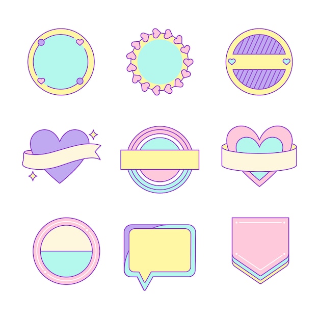 Download Set of cute and girly badge | Free Vector
