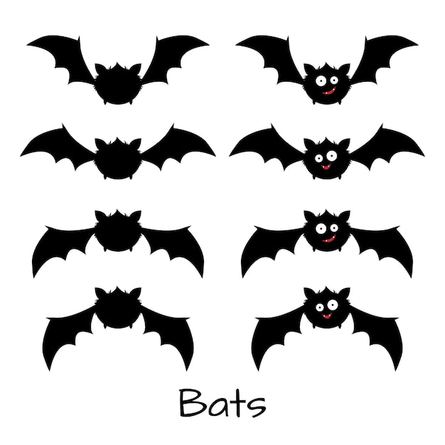 Download Premium Vector | Set of cute halloween bats.